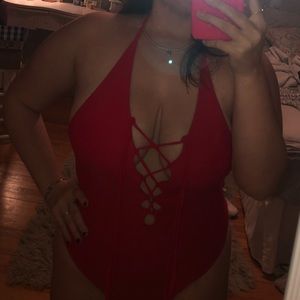 Red Halter Full piece swimsuit